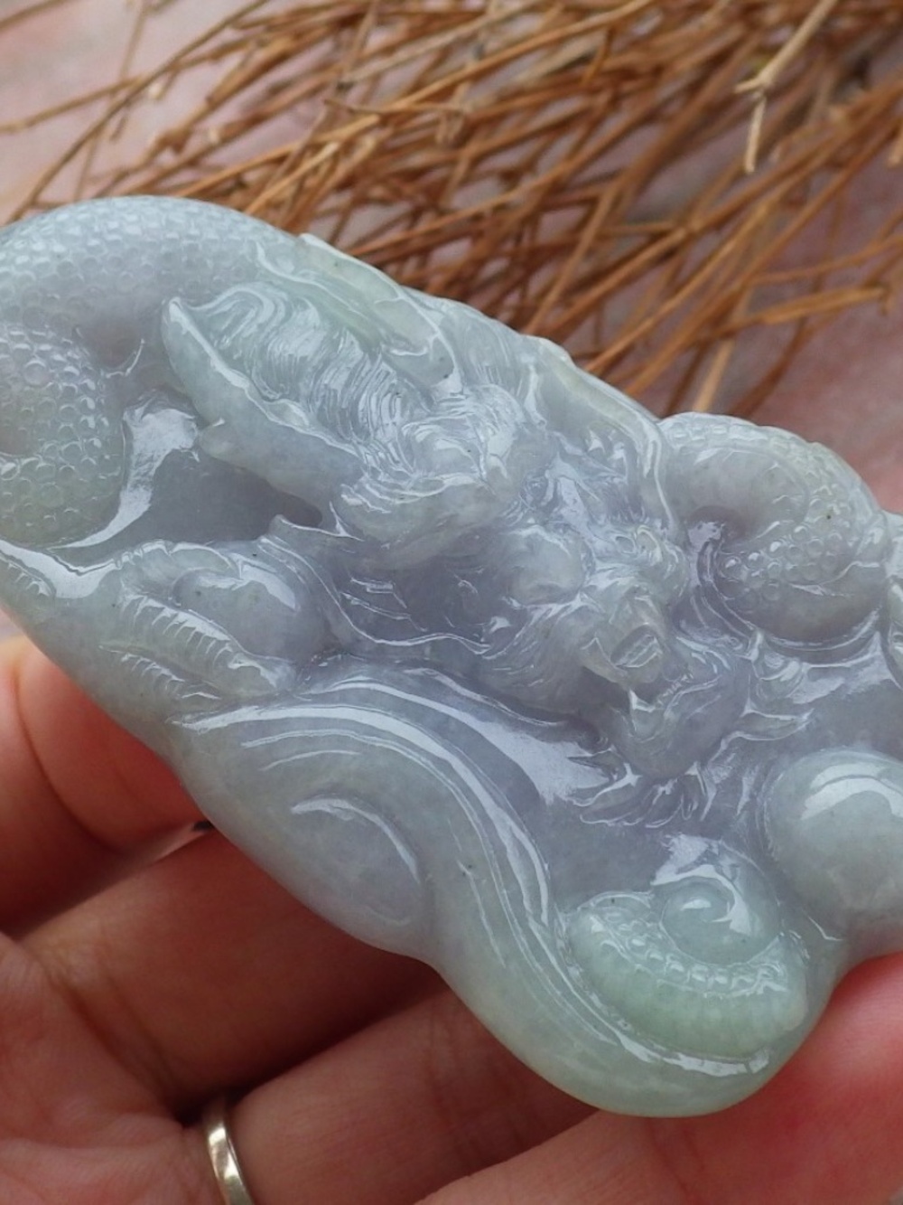 Certified Hand Carved Natural Burma Grade A Jade jadeite Dragon Pendant Necklace - Picture 3 of 8